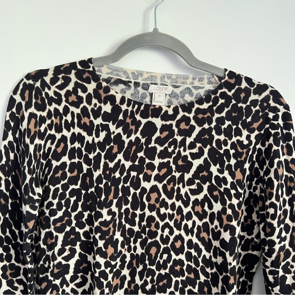 J Crew 100% Cotton Knit Pullover Sweater Leopard Print Multicolor Women XS - Picture 2 of 7